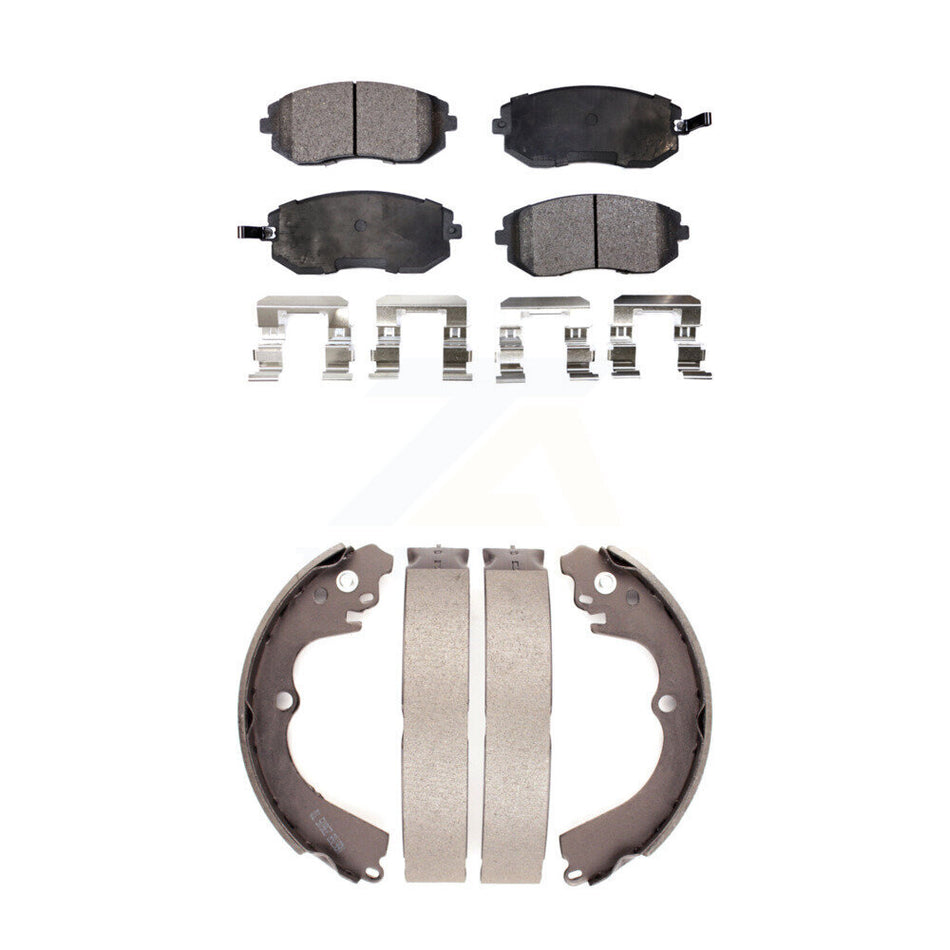Front Rear Semi-Metallic Brake Pads And Drum Shoes Kit For Subaru Forester Impreza Outback KFN-100193