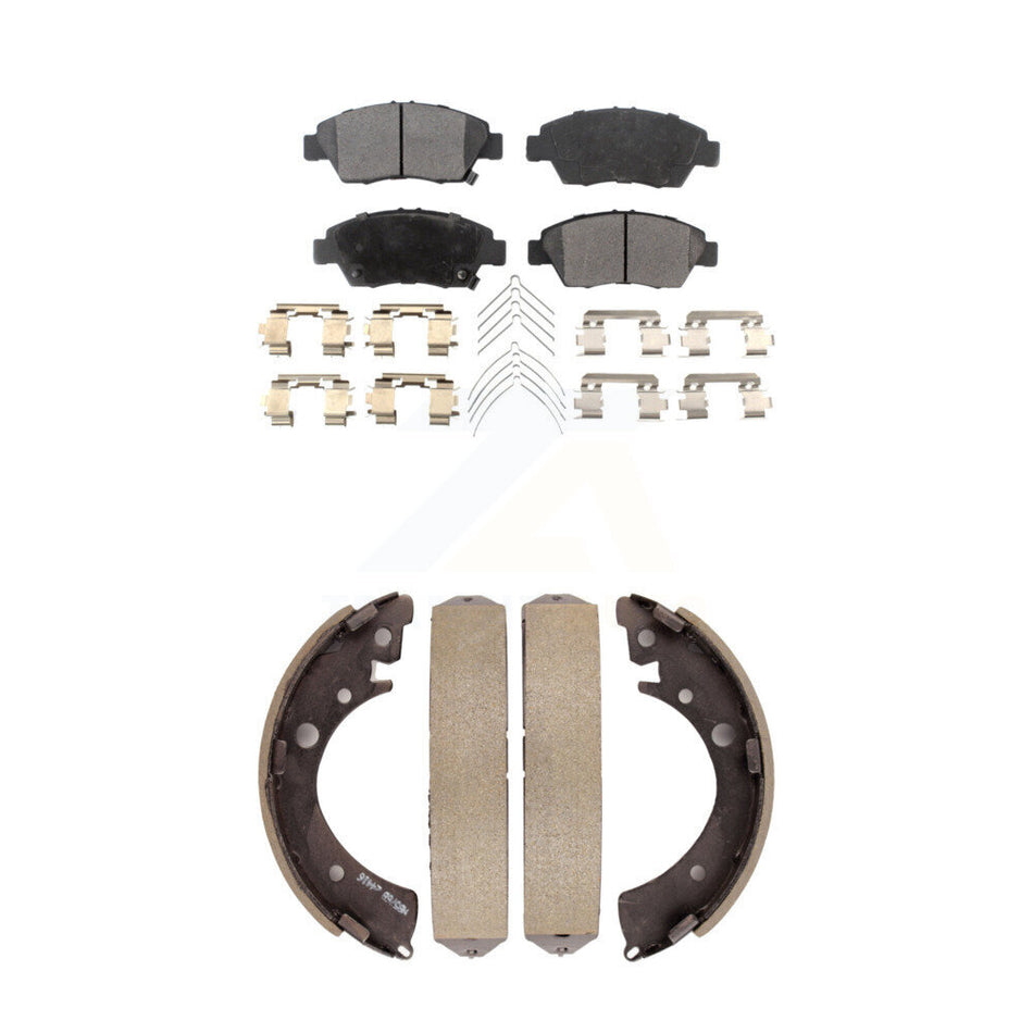 Front Rear Semi-Metallic Brake Pads And Drum Shoes Kit For Honda Civic Fit KFN-100196