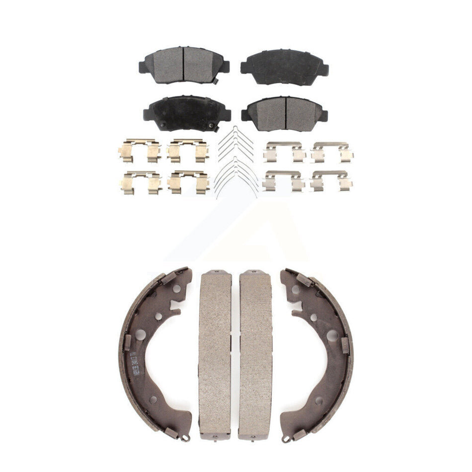 Front Rear Semi-Metallic Brake Pads And Drum Shoes Kit For Honda Fit Civic KFN-100198