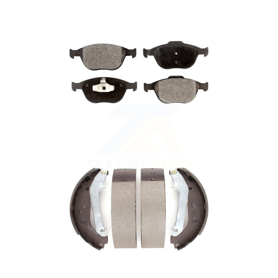 Front Rear Semi-Metallic Brake Pads And Drum Shoes Kit For 2010-2013 Ford Connect KFN-100204