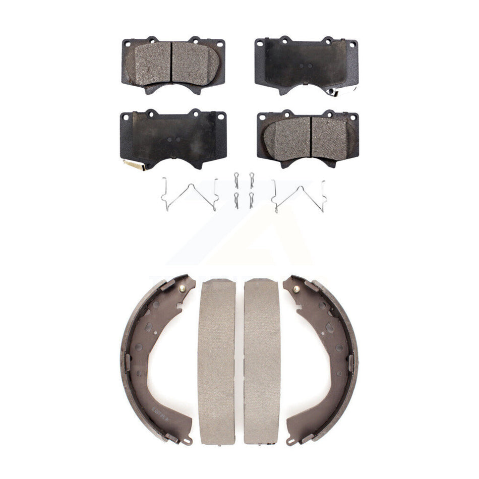 Front Rear Semi-Metallic Brake Pads And Drum Shoes Kit For Toyota Tundra KFN-100206