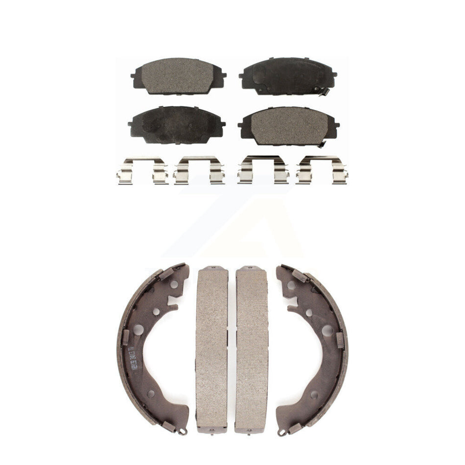 Front Rear Semi-Metallic Brake Pads And Drum Shoes Kit For 2011 Honda Civic Si KFN-100221