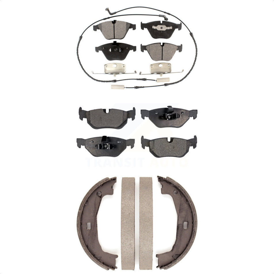 Front Rear Semi-Metallic Brake Pads And Parking Shoes Kit For BMW 328i 323i KFN-100485