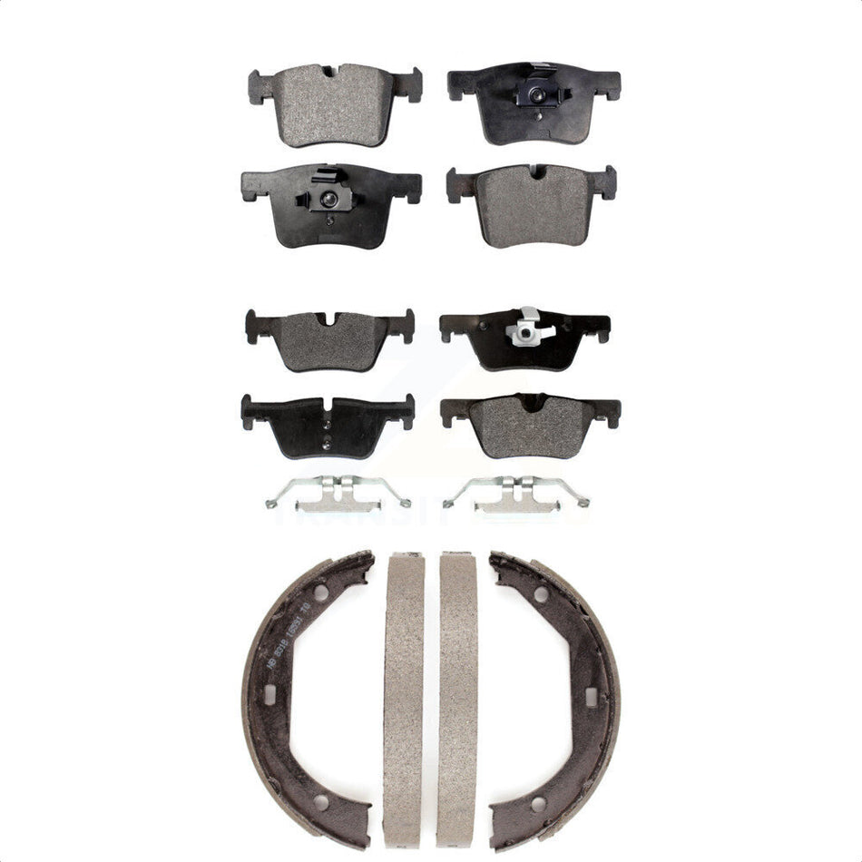 Front Rear Semi-Metallic Brake Pads And Parking Shoes Kit For BMW 328i xDrive 330i 428i 430i Gran Coupe 320i GT 328d KFN-100494