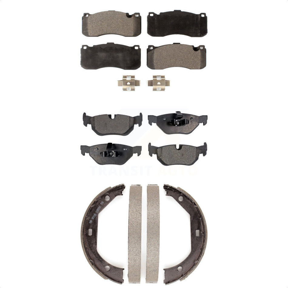 Front Rear Semi-Metallic Brake Pads And Parking Shoes Kit For BMW 328i xDrive KFN-100495