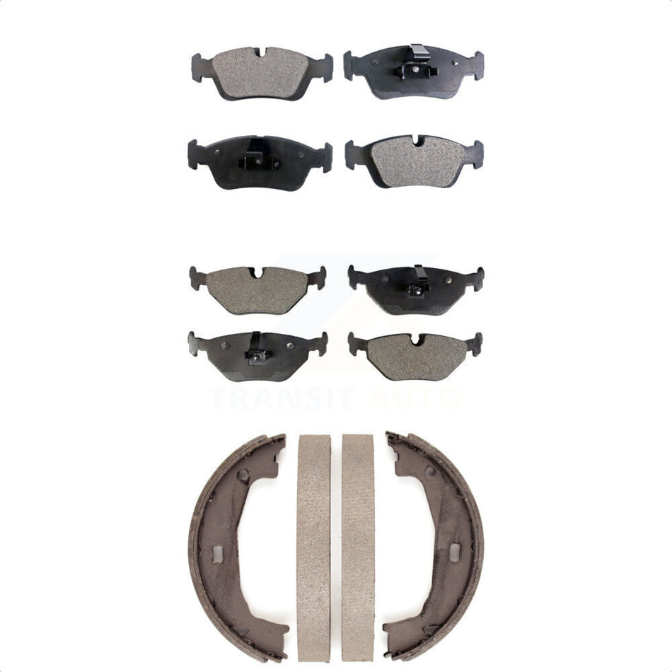Front Rear Semi-Metallic Brake Pads And Parking Shoes Kit For BMW 325i 325Ci Z4 323i KFN-100496