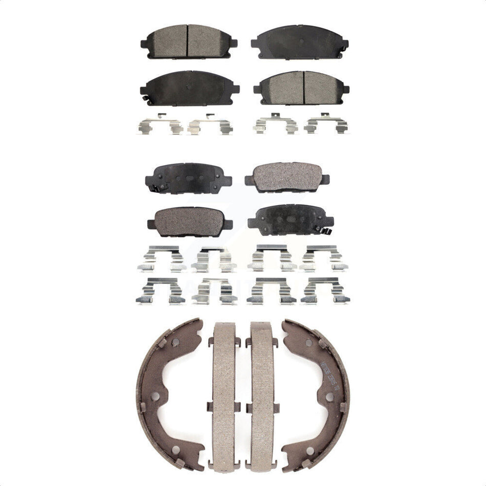 Front Rear Semi-Metallic Brake Pads And Parking Shoes Kit For 2006-2007 Nissan Quest KFN-100510