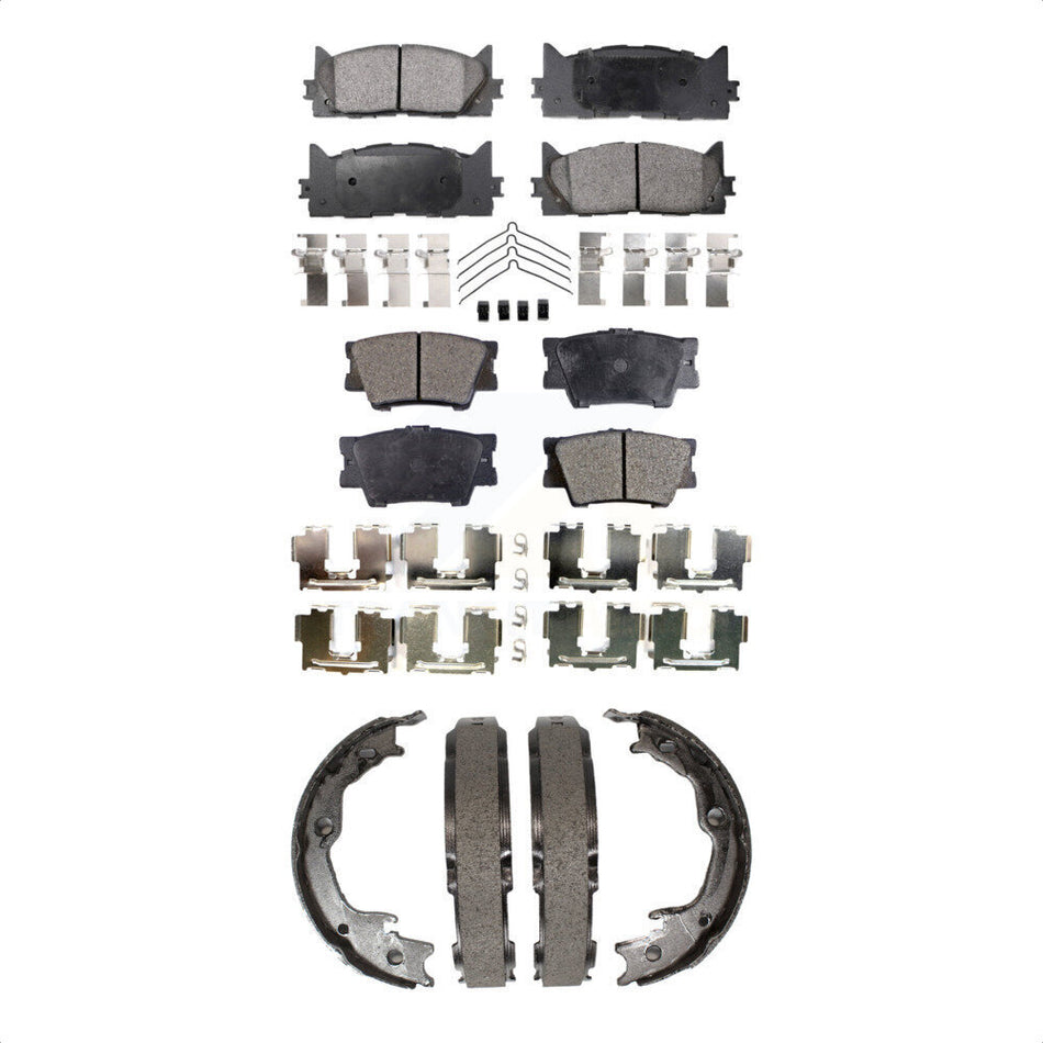 Front Rear Semi-Metallic Brake Pads And Parking Shoes Kit For Toyota Camry Lexus ES350 Avalon ES300h KFN-100514