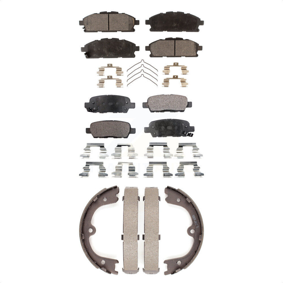 Front Rear Semi-Metallic Brake Pads And Parking Shoes Kit For Nissan Quest KFN-100521