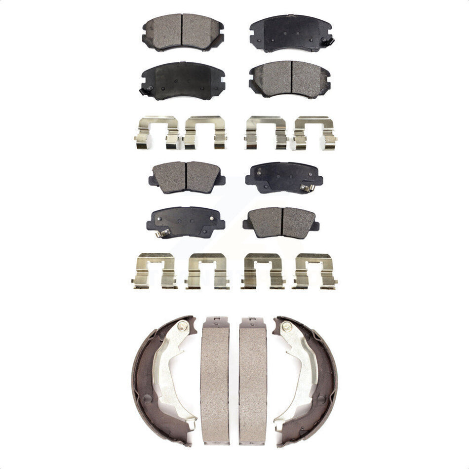 Front Rear Semi-Metallic Brake Pads And Parking Shoes Kit For 2010-2013 Kia Soul KFN-100529