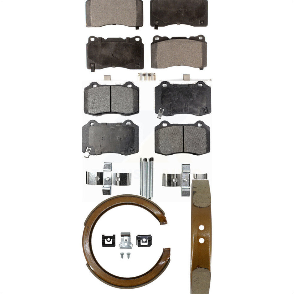 Front Rear Semi-Metallic Brake Pads And Parking Shoes Kit For Cadillac CTS STS KFN-100533