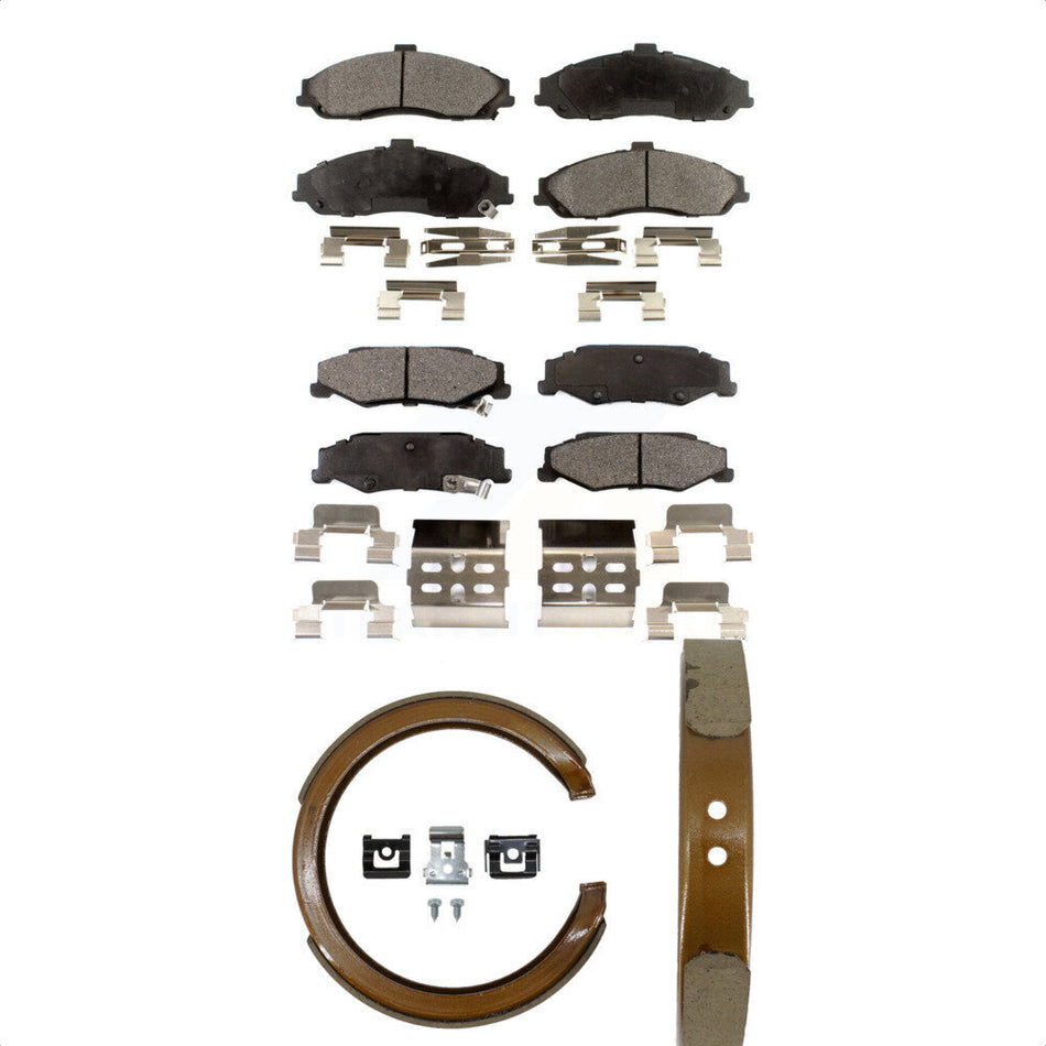 Front Rear Semi-Metallic Brake Pads And Parking Shoes Kit For Chevrolet Corvette Cadillac XLR KFN-100534