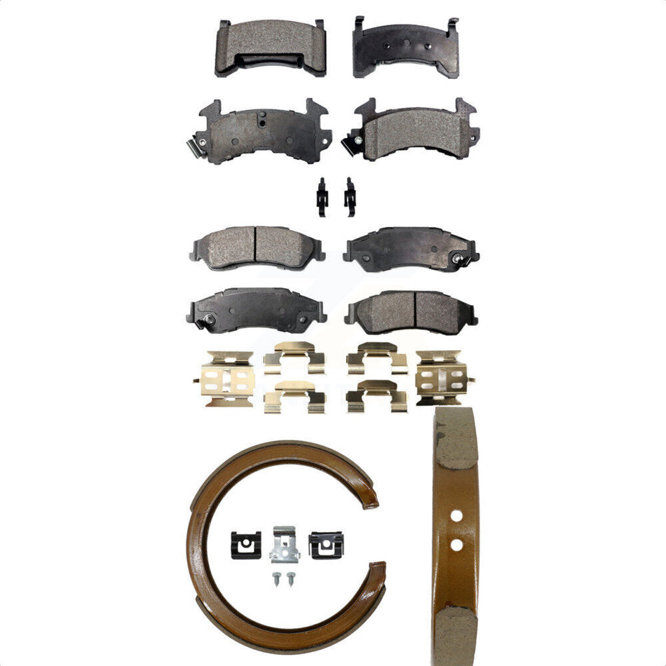 Front Rear Semi-Metallic Brake Pads And Parking Shoes Kit For Chevrolet S10 GMC Sonoma KFN-100537