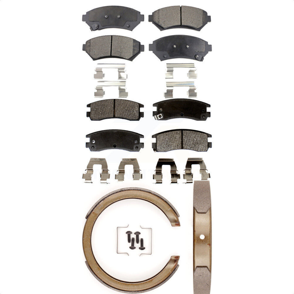Front Rear Semi-Metallic Brake Pads And Parking Shoes Kit For Chevrolet Impala Buick Pontiac Grand Prix Monte Carlo Century Regal Venture Oldsmobile Intrigue KFN-100541