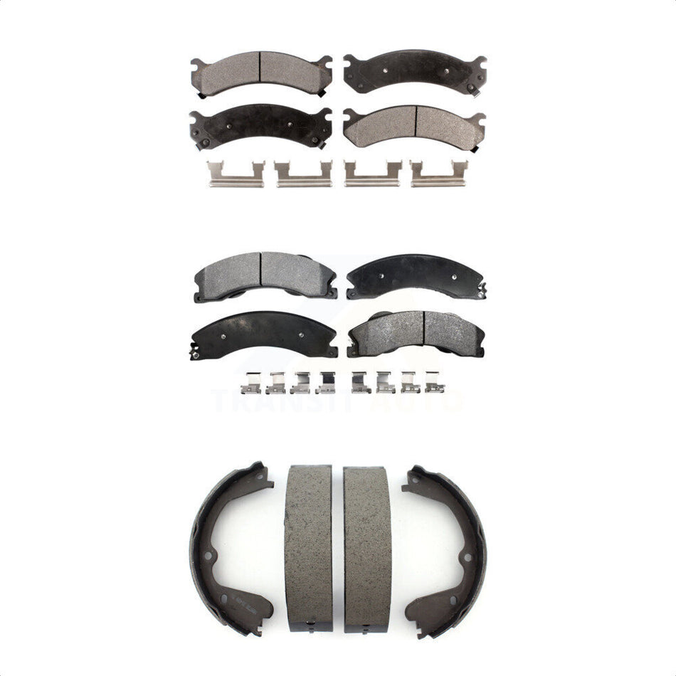 Front Rear Semi-Metallic Brake Pads And Parking Shoes Kit For Chevrolet Express 3500 GMC Savana 4500 KFN-100542