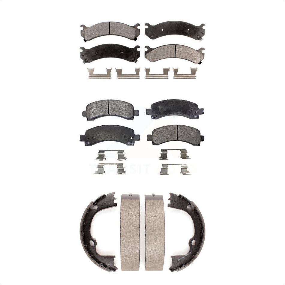 Front Rear Semi-Metallic Brake Pads And Parking Shoes Kit For Chevrolet Express 3500 2500 GMC Savana KFN-100543