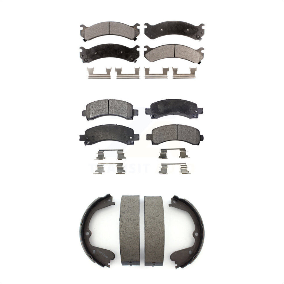 Front Rear Semi-Metallic Brake Pads And Parking Shoes Kit For Chevrolet Express 3500 GMC Savana 4500 KFN-100544