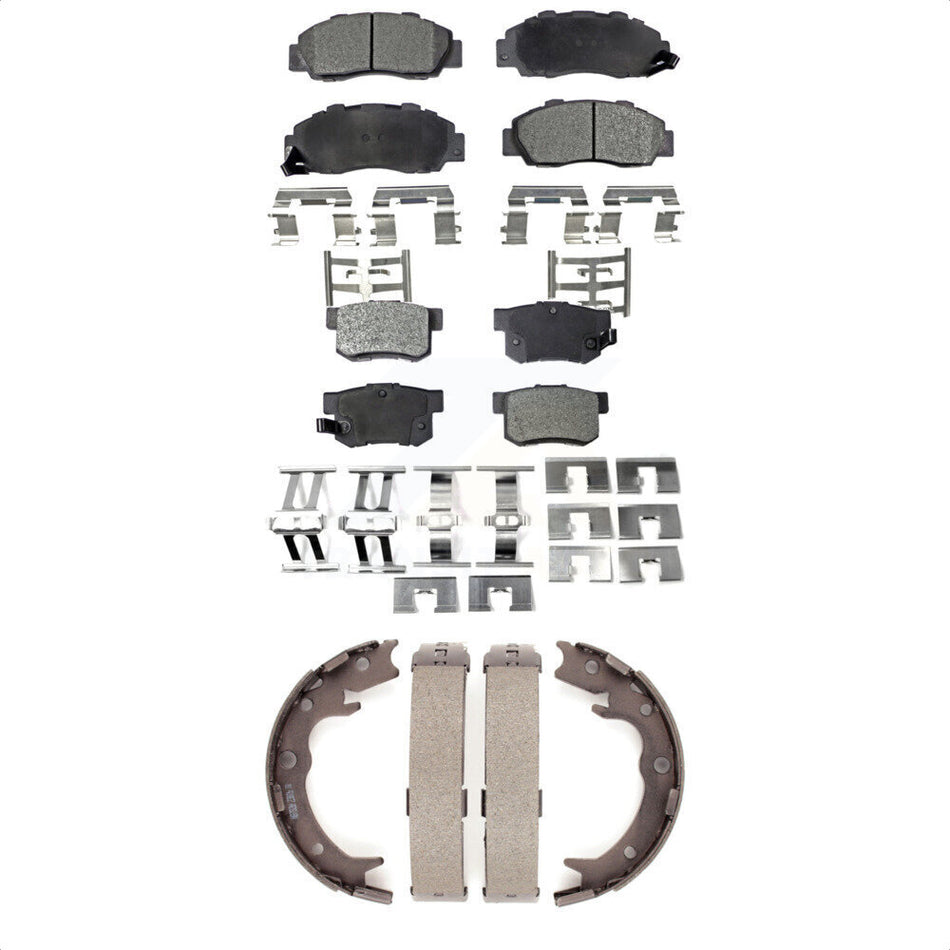 Front Rear Semi-Metallic Brake Pads And Parking Shoes Kit For 1996-1998 Acura RL KFN-100549