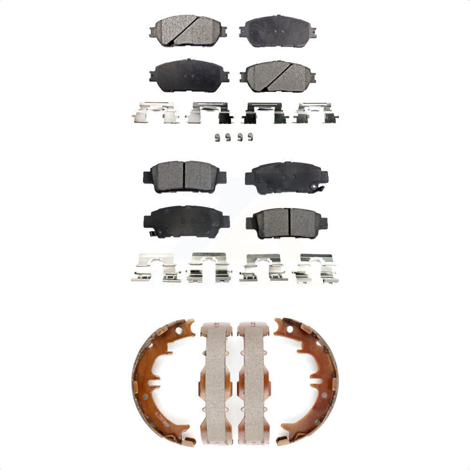 Front Rear Semi-Metallic Brake Pads And Parking Shoes Kit For 2004-2010 Toyota Sienna KFN-100550