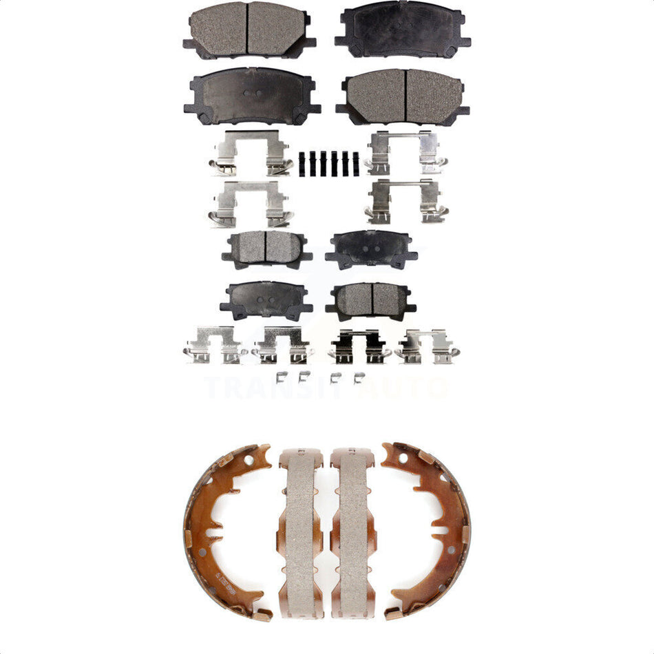 Front Rear Semi-Metallic Brake Pads And Parking Shoes Kit For Lexus Toyota Highlander RX350 RX330 RX400h KFN-100552