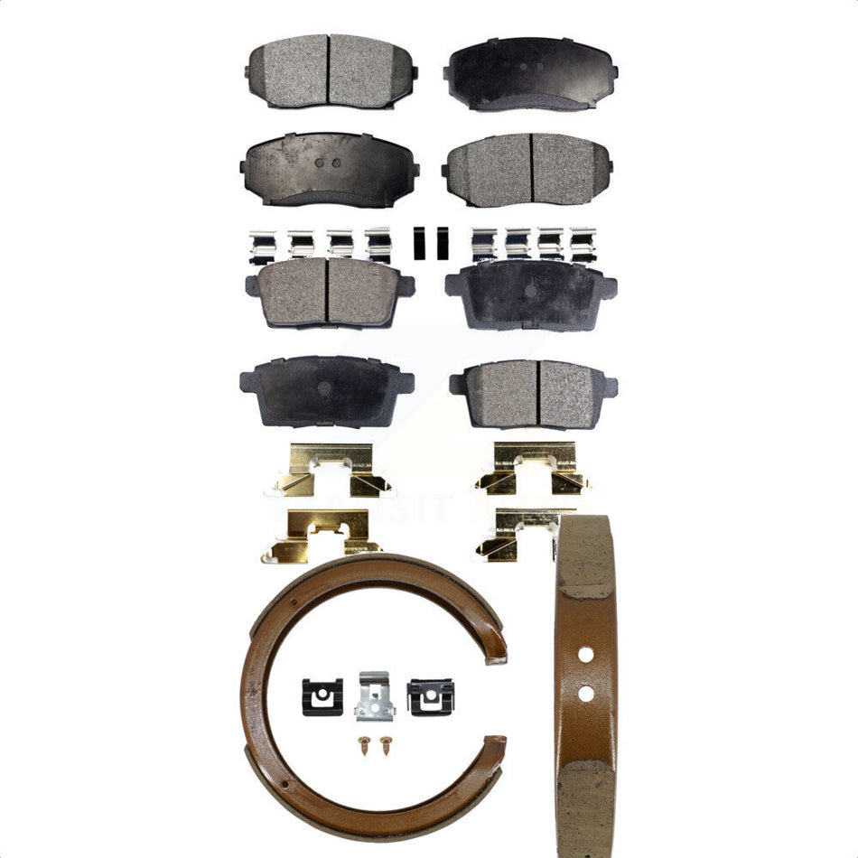 Front Rear Semi-Metallic Brake Pads And Parking Shoes Kit For Ford Edge Mazda CX-9 CX-7 Lincoln MKX KFN-100558