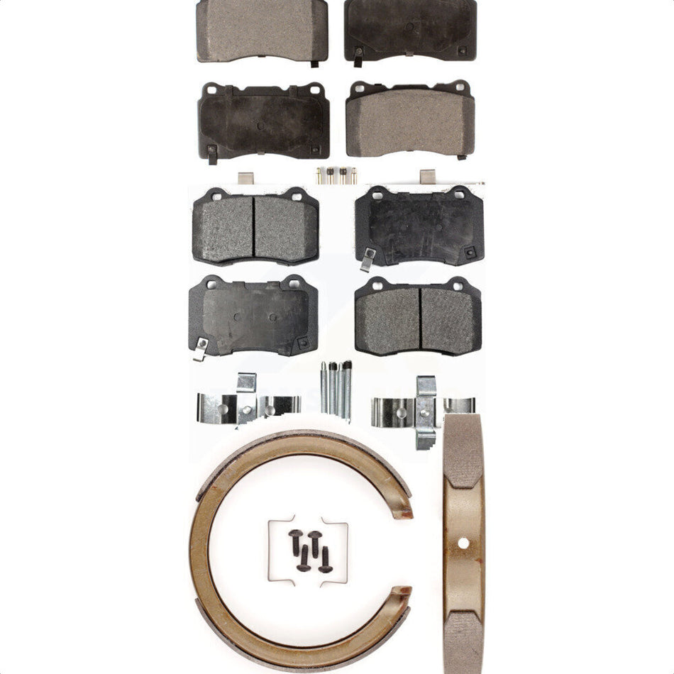 Front Rear Semi-Metallic Brake Pads And Parking Shoes Kit For Cadillac STS KFN-100562