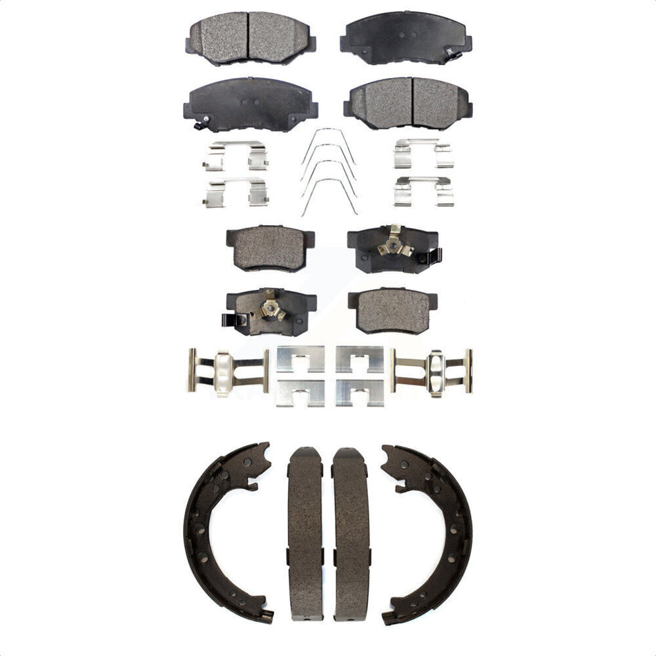 Front Rear Semi-Metallic Brake Pads And Parking Shoes Kit For 2005-2006 Honda CR-V KFN-100576