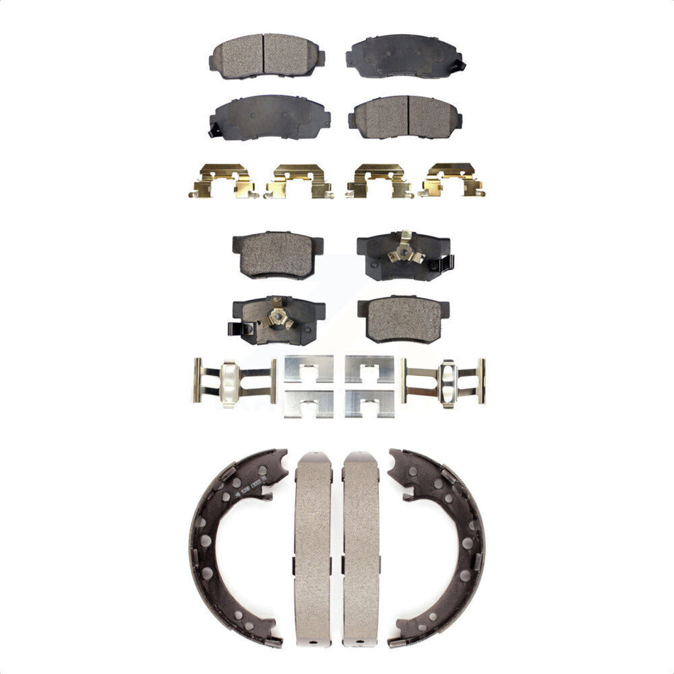 Front Rear Semi-Metallic Brake Pads And Parking Shoes Kit For Honda CR-V Acura RDX KFN-100581