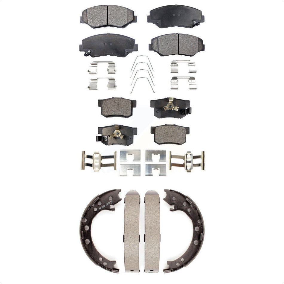 Front Rear Semi-Metallic Brake Pads And Parking Shoes Kit For 2012-2016 Honda CR-V FWD KFN-100582
