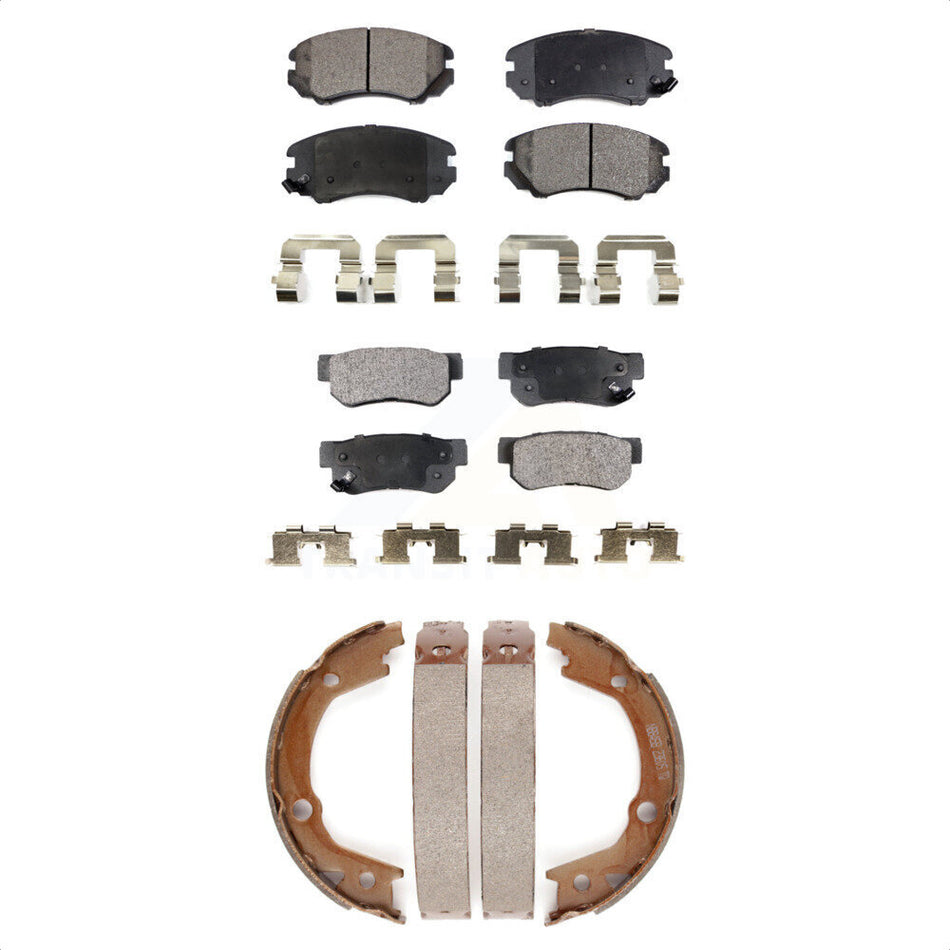Front Rear Semi-Metallic Brake Pads And Parking Shoes Kit For Hyundai Elantra Kia Sonata Sportage Tucson Optima KFN-100592