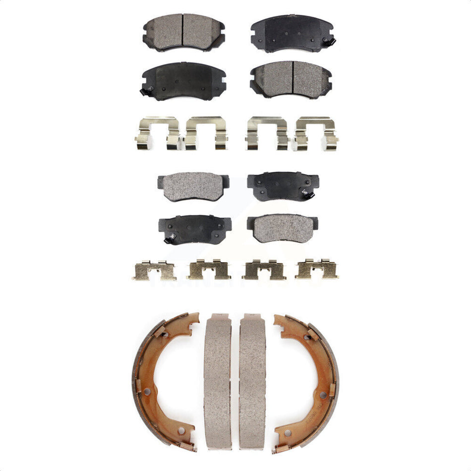 Front Rear Semi-Metallic Brake Pads And Parking Shoes Kit For 2006-2009 Hyundai Azera KFN-100596