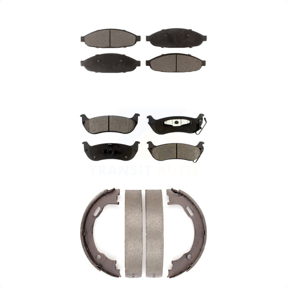 Front Rear Semi-Metallic Brake Pads And Parking Shoes Kit For 2004-2008 Chrysler Pacifica KFN-100607