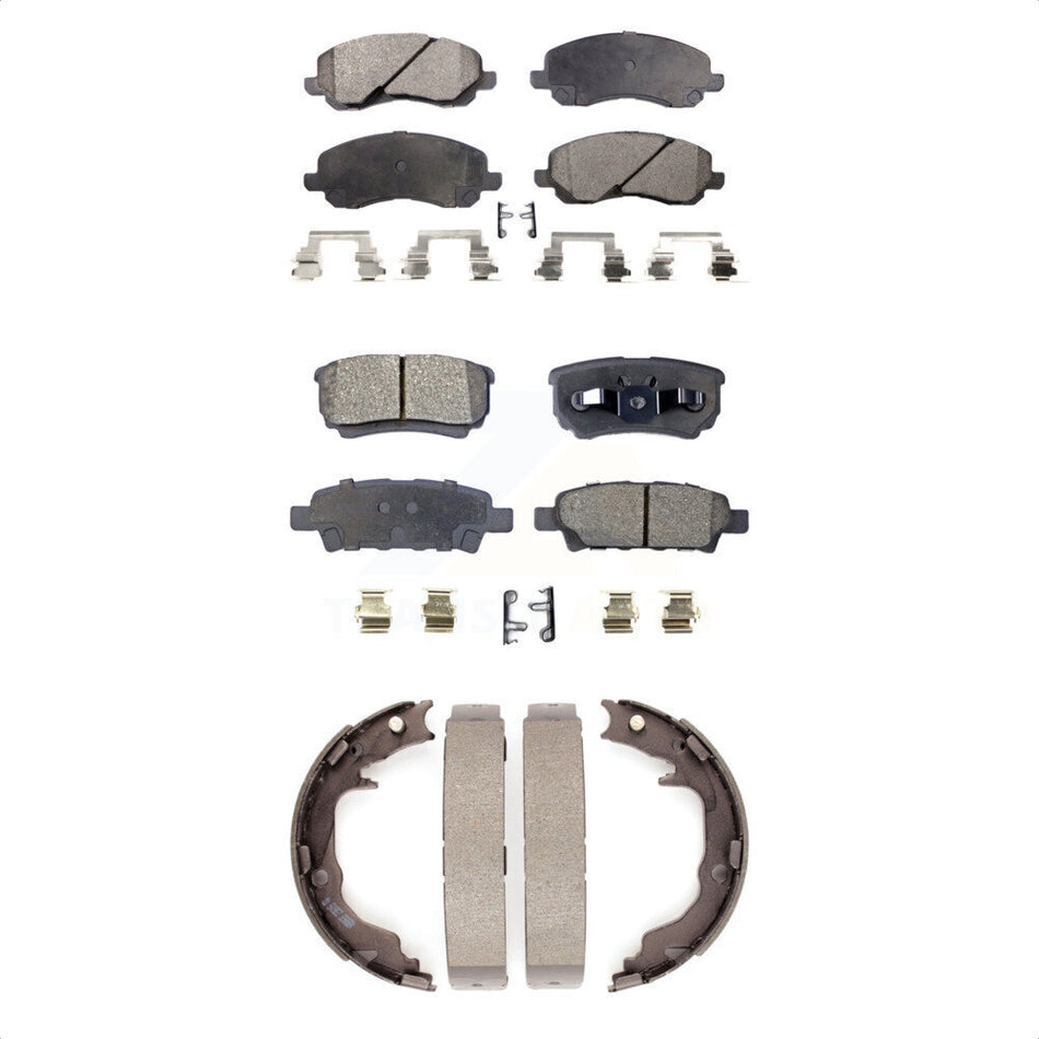 Front Rear Semi-Metallic Brake Pads And Parking Shoes Kit For Jeep Dodge Caliber Compass Patriot Chrysler 200 Mitsubishi Lancer Avenger KFN-100615
