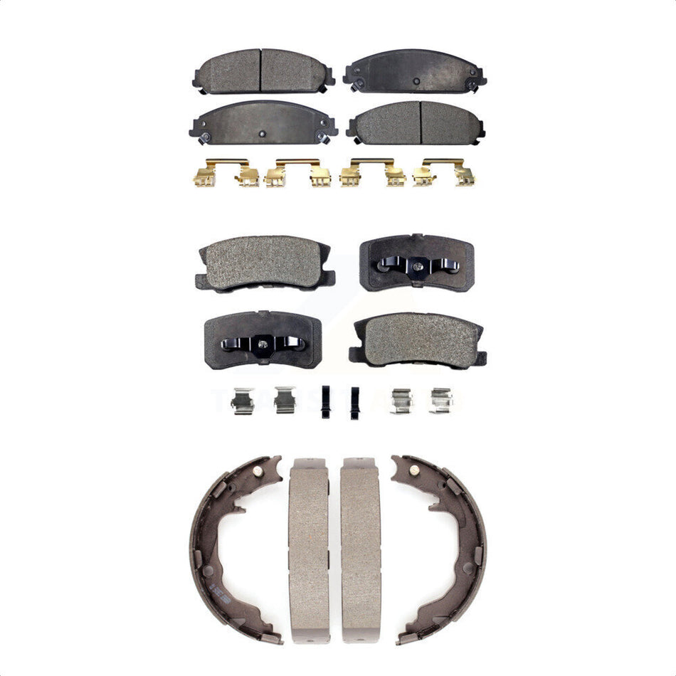 Front Rear Semi-Metallic Brake Pads And Parking Shoes Kit For 2008-2009 Dodge Caliber SRT-4 KFN-100618
