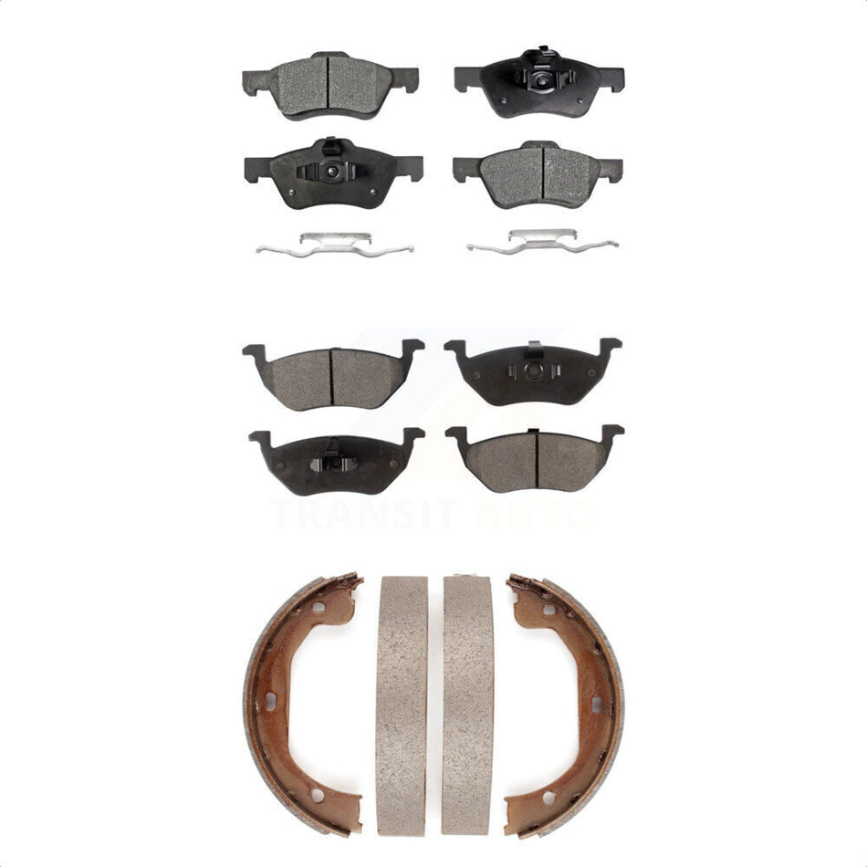Front Rear Semi-Metallic Brake Pads And Parking Shoes Kit For Ford Escape Mercury Mariner KFN-100631