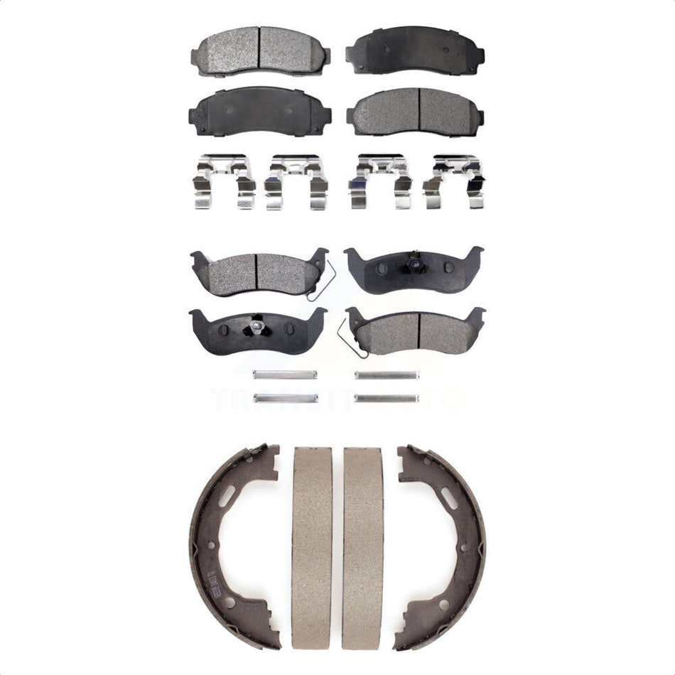 Front Rear Semi-Metallic Brake Pads And Parking Shoes Kit For Ford Ranger Mazda B2300 KFN-100634