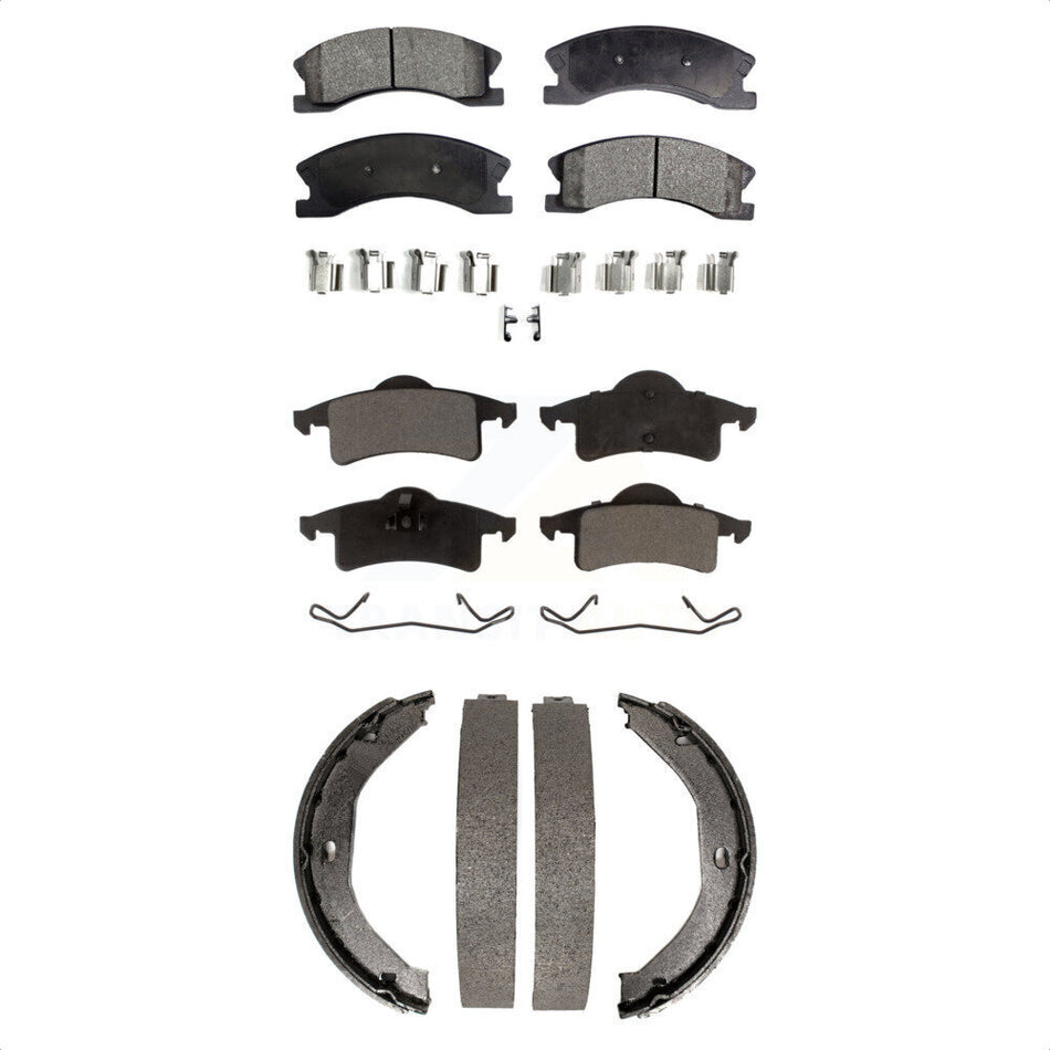Front Rear Semi-Metallic Brake Pads And Parking Shoes Kit For Jeep Grand Cherokee KFN-100637