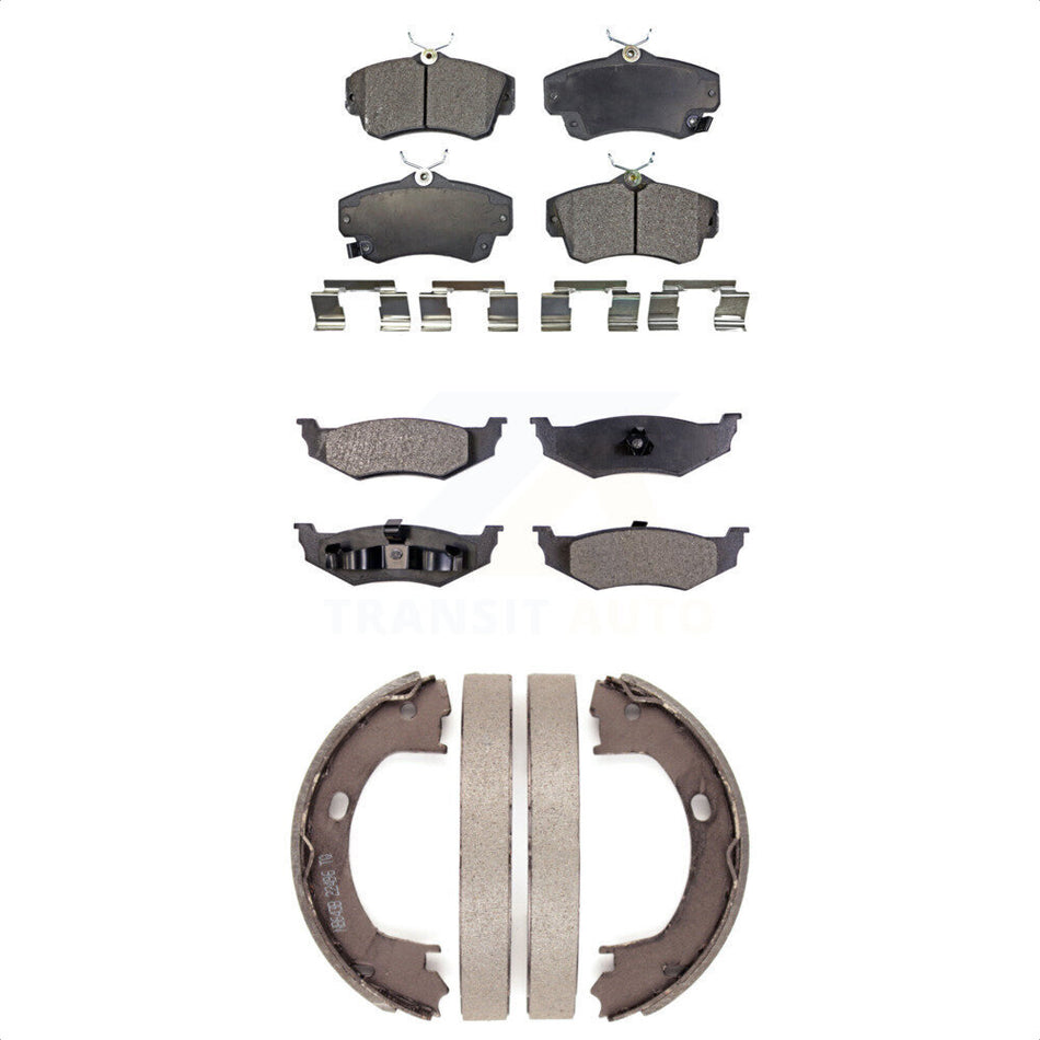 Front Rear Semi-Metallic Brake Pads And Parking Shoes Kit For Chrysler PT Cruiser Dodge Neon KFN-100642