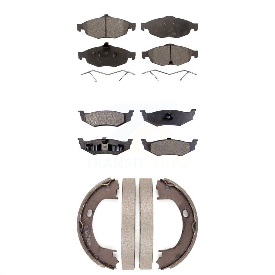 Front Rear Semi-Metallic Brake Pads And Parking Shoes Kit For Chrysler Sebring Dodge Stratus KFN-100644