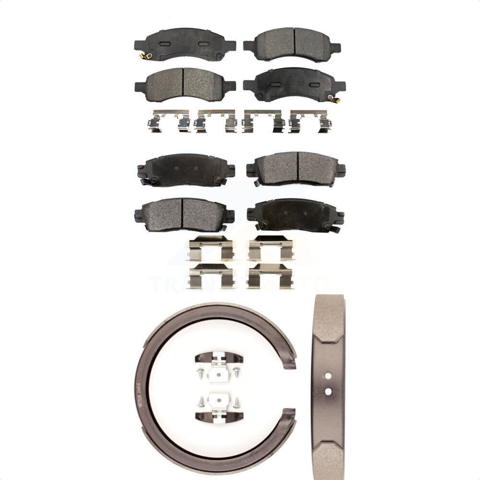 Front Rear Semi-Metallic Brake Pads And Parking Shoes Kit For Chevrolet Trailblazer GMC Envoy EXT XL Buick Rainier Saab 9-7x Isuzu Ascender SSR KFN-100650