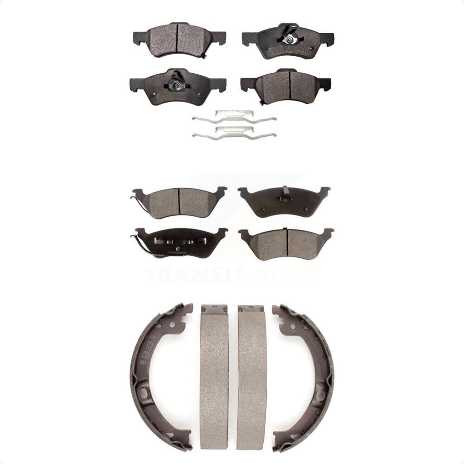 Front Rear Semi-Metallic Brake Pads And Parking Shoes Kit For Dodge Grand Caravan Chrysler Town & Country Voyager KFN-100681