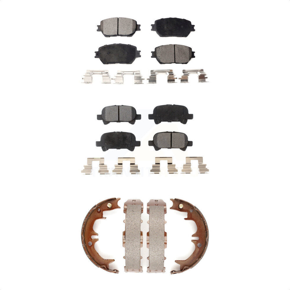 Front Rear Semi-Metallic Brake Pads And Parking Shoes Kit For Toyota Camry Vehicles Manufactured In USA KFN-100689
