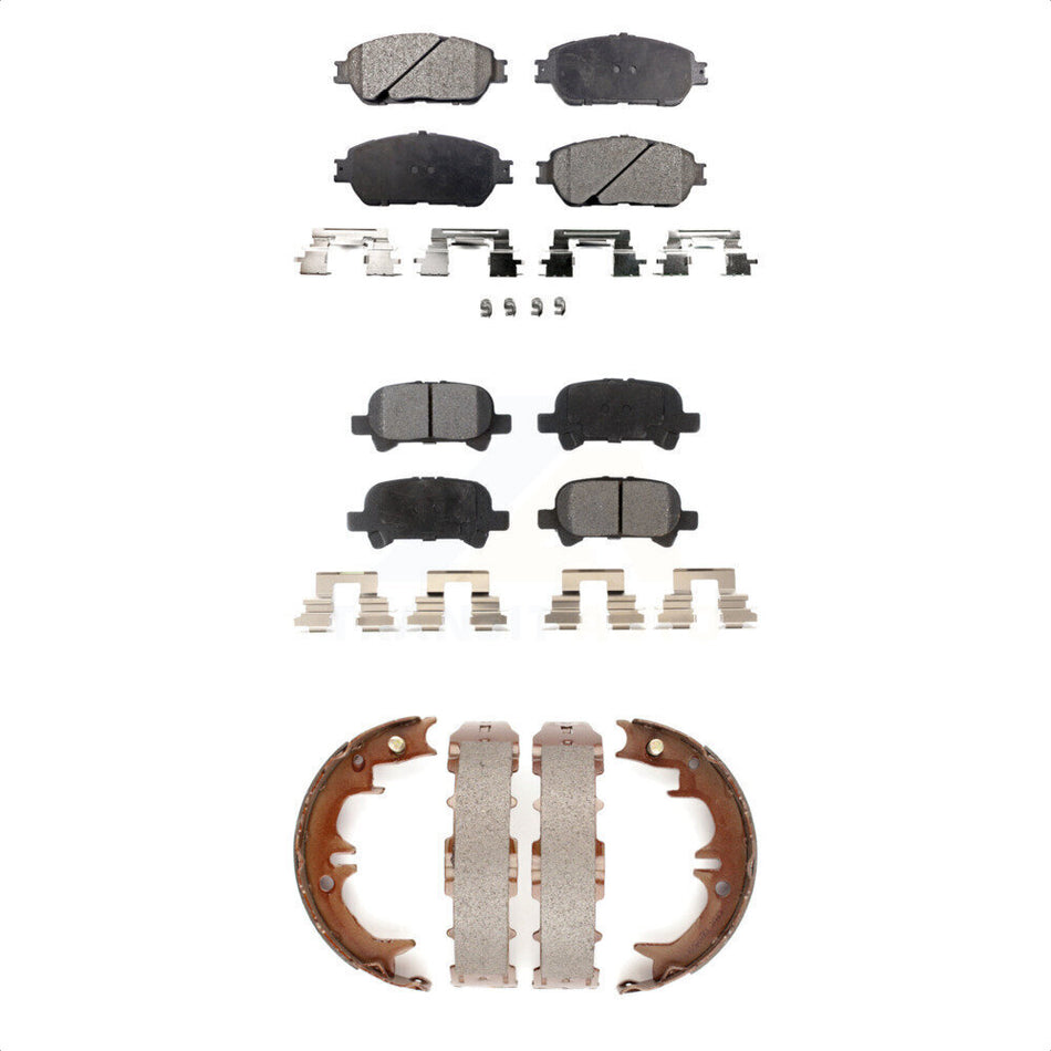 Front Rear Semi-Metallic Brake Pads And Parking Shoes Kit For Toyota Camry Avalon Solara KFN-100694