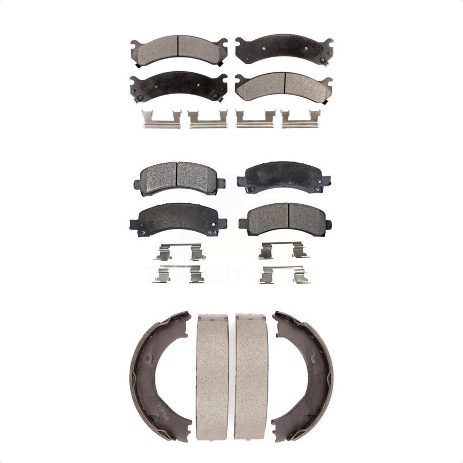 Front Rear Semi-Metallic Brake Pads And Parking Shoes Kit For Chevrolet Express 3500 2500 GMC Savana KFN-100703