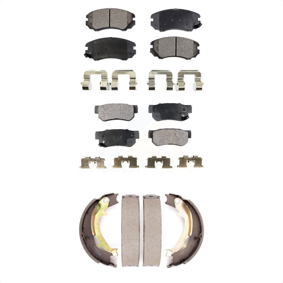 Front Rear Semi-Metallic Brake Pads And Parking Shoes Kit For Kia Sportage Hyundai Tucson KFN-100719