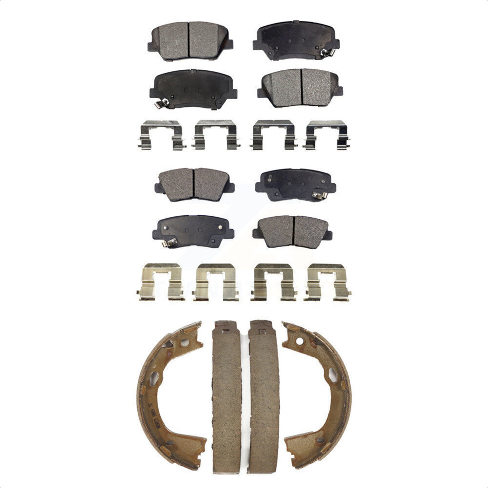 Front Rear Semi-Metallic Brake Pads And Parking Shoes Kit For 2012-2017 Hyundai Azera KFN-100720