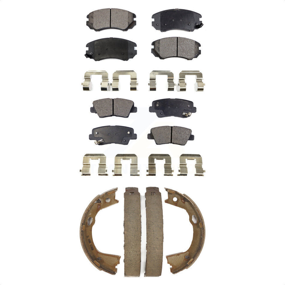 Front Rear Semi-Metallic Brake Pads And Parking Shoes Kit For 2010-2011 Hyundai Azera KFN-100721
