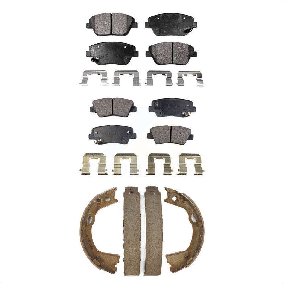 Front Rear Semi-Metallic Brake Pads And Parking Shoes Kit For Hyundai Sonata Kia Optima KFN-100722