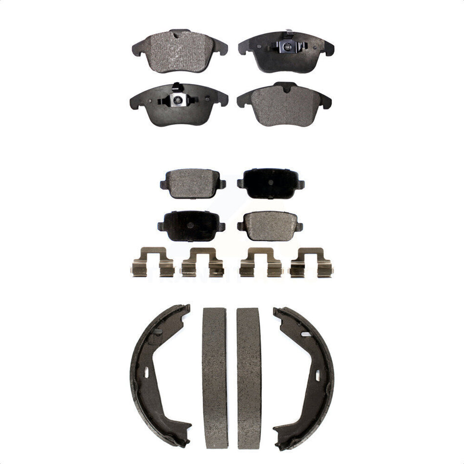 Front Rear Semi-Metallic Brake Pads And Parking Shoes Kit For 2007-2009 Volvo S80 FWD KFN-100730