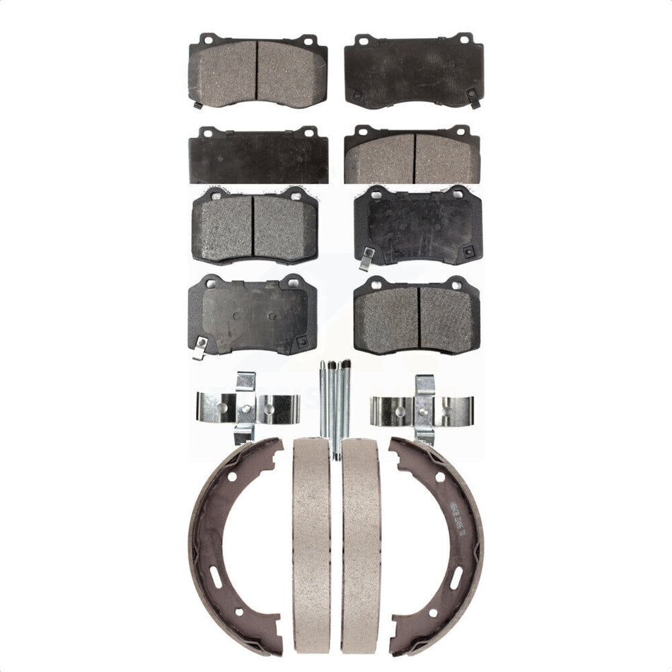 Front Rear Semi-Metallic Brake Pads And Parking Shoes Kit For 2006-2010 Jeep Grand Cherokee SRT8 KFN-100733